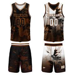 Benutzerdefinierte Braun Reversible Basketball Jersey Personalisierte Print Name Nummer Logo