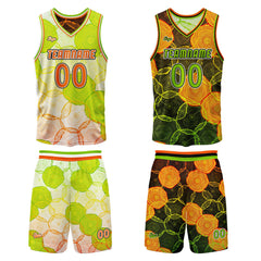 Benutzerdefinierte Grün Orange Reversible Basketball Jersey Personalisierte Print Name Nummer Logo