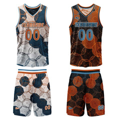 Benutzerdefinierte Blau Orange Reversible Basketball Jersey Personalisierte Print Name Nummer Logo