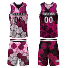Benutzerdefinierte Rosa Rot Reversible Basketball Jersey Personalisierte Print Name Nummer Logo