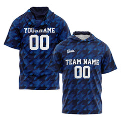 Benutzerdefinierte Marine Kurzarm-Kapuzenpullover für Männer Frauen Hemden mit Kapuzen gedruckt Name Logo