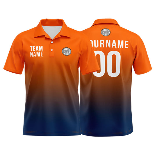 Benutzerdefinierte Orange Marine Fußball Polo-Shirts Fügen Sie Ihr Einzigartiges hinzu Logo/Name/Nummer
