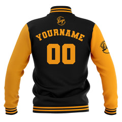 Benutzerdefiniert Schwarz Gelb Wasserdichte Varsity Jacken Personalisiert genäht Name Nummer Logo zu Letterman Jacken