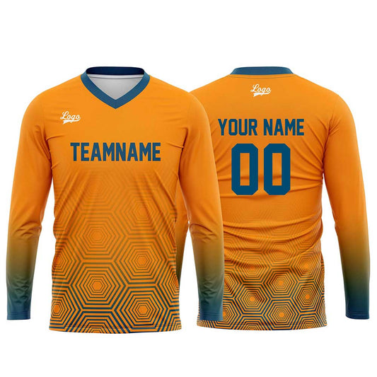 Kundenspezifisches Blau Orange Basketball Fußball Schießen langes T-Shirt für Erwachsene und Kinder