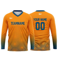 Kundenspezifisches Blau Orange Basketball Fußball Schießen langes T-Shirt für Erwachsene und Kinder