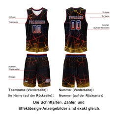 Benutzerdefinierter Rot Gelb Basketball Jersey Uniform Anzug gedruckt Ihr Logo Name Nummer