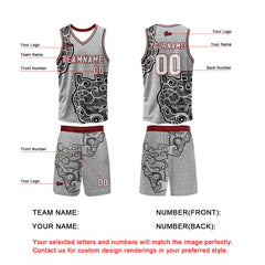 Benutzerdefinierter Grau Schwarz Basketball Jersey Uniform Anzug gedruckt Ihr Logo Name Nummer