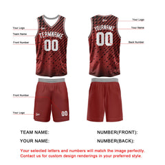 Benutzerdefinierter Rot Basketball Jersey Uniform Anzug gedruckt Ihr Logo Name Nummer
