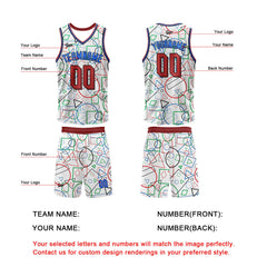 Benutzerdefinierter Weiß Rot Basketball Jersey Uniform Anzug gedruckt Ihr Logo Name Nummer