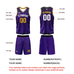 Benutzerdefinierter Lila Basketball Jersey Uniform Anzug gedruckt Ihr Logo Name Nummer