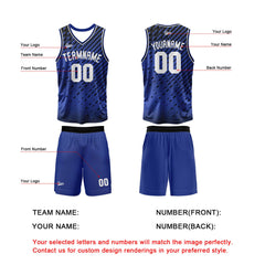 Benutzerdefinierter Blau Basketball Jersey Uniform Anzug gedruckt Ihr Logo Name Nummer