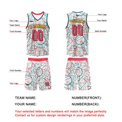 Benutzerdefinierter Weiß Rosa Basketball Jersey Uniform Anzug gedruckt Ihr Logo Name Nummer