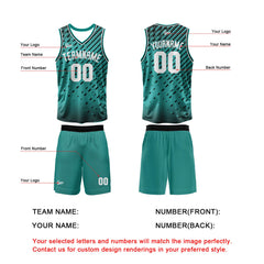 Benutzerdefinierter Teal Basketball Jersey Uniform Anzug gedruckt Ihr Logo Name Nummer