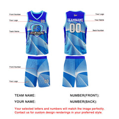Benutzerdefinierter Blau Basketball Jersey Uniform Anzug gedruckt Ihr Logo Name Nummer