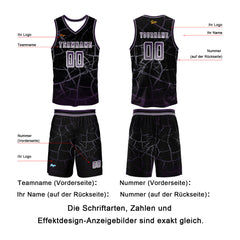 Benutzerdefinierter Grau Violett Basketball Jersey Uniform Anzug gedruckt Ihr Logo Name Nummer