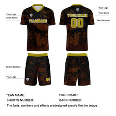 Benutzerdefinierte Braun Schwarz Trikots für Männer Frauen Personalisierte Fußball Uniformen für Erwachsene und Kind