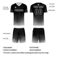 Benutzerdefinierte Schwarz Weiß Trikots für Männer Frauen Personalisierte Fußball Uniformen für Erwachsene und Kind