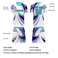 Benutzerdefinierte Weiß Lila Trikots für Männer Frauen Personalisierte Fußball Uniformen für Erwachsene und Kind