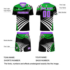 Benutzerdefinierte Grün Lila Trikots für Männer Frauen Personalisierte Fußball Uniformen für Erwachsene und Kind