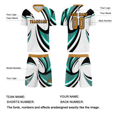Benutzerdefinierte Weiß Teal Trikots für Männer Frauen Personalisierte Fußball Uniformen für Erwachsene und Kind