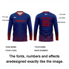 Kundenspezifisches Rot Dunkelblau Basketball Fußball Schießen langes T-Shirt für Erwachsene und Kinder