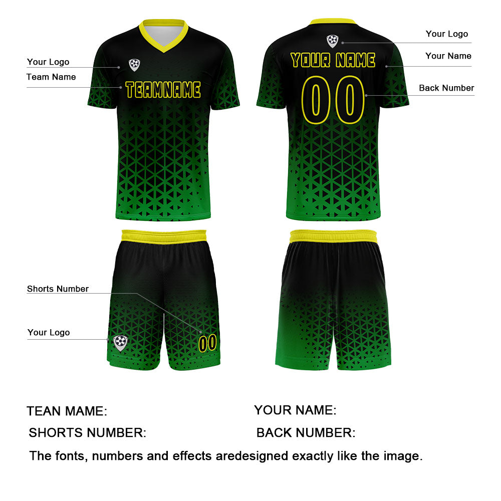 Benutzerdefinierte Grün Gelb Trikots für Männer Frauen Personalisierte Fußball Uniformen für Erwachsene und Kind
