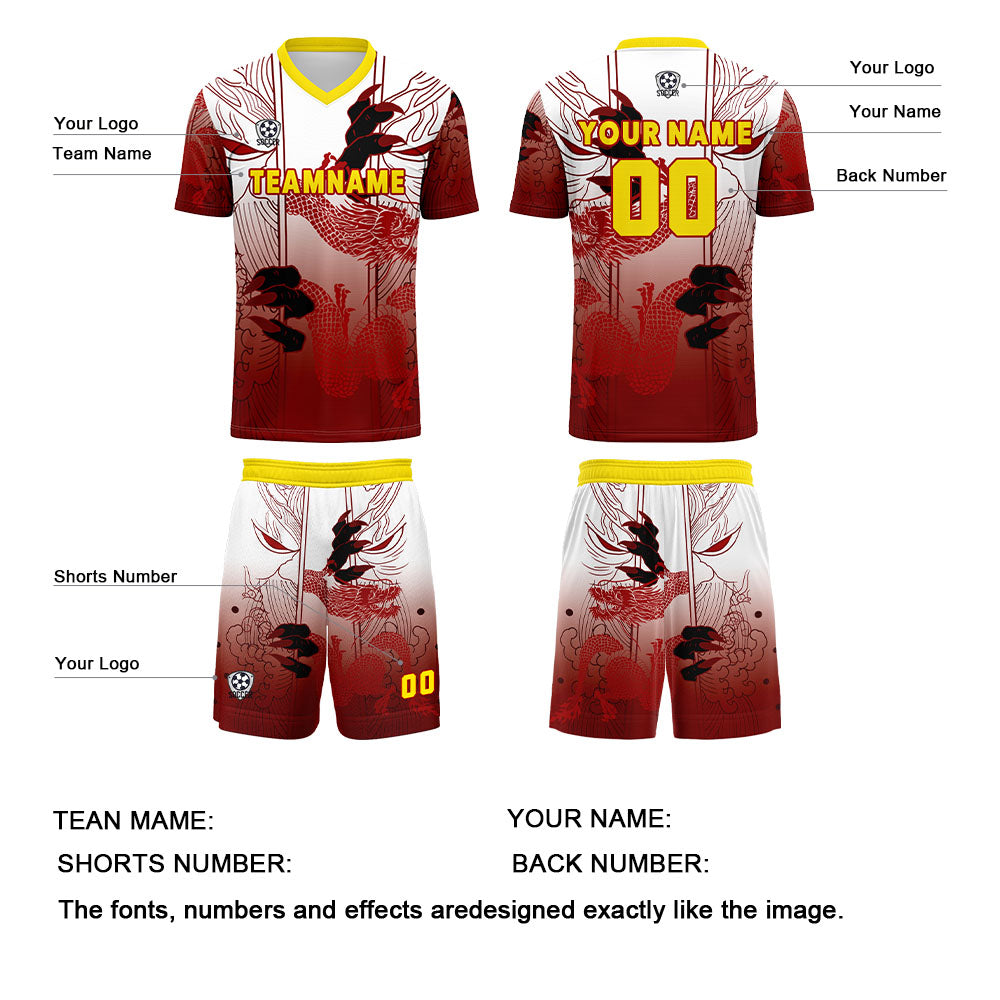 Benutzerdefinierte Rot Gelb Trikots für Männer Frauen Personalisierte Fußball Uniformen für Erwachsene und Kind