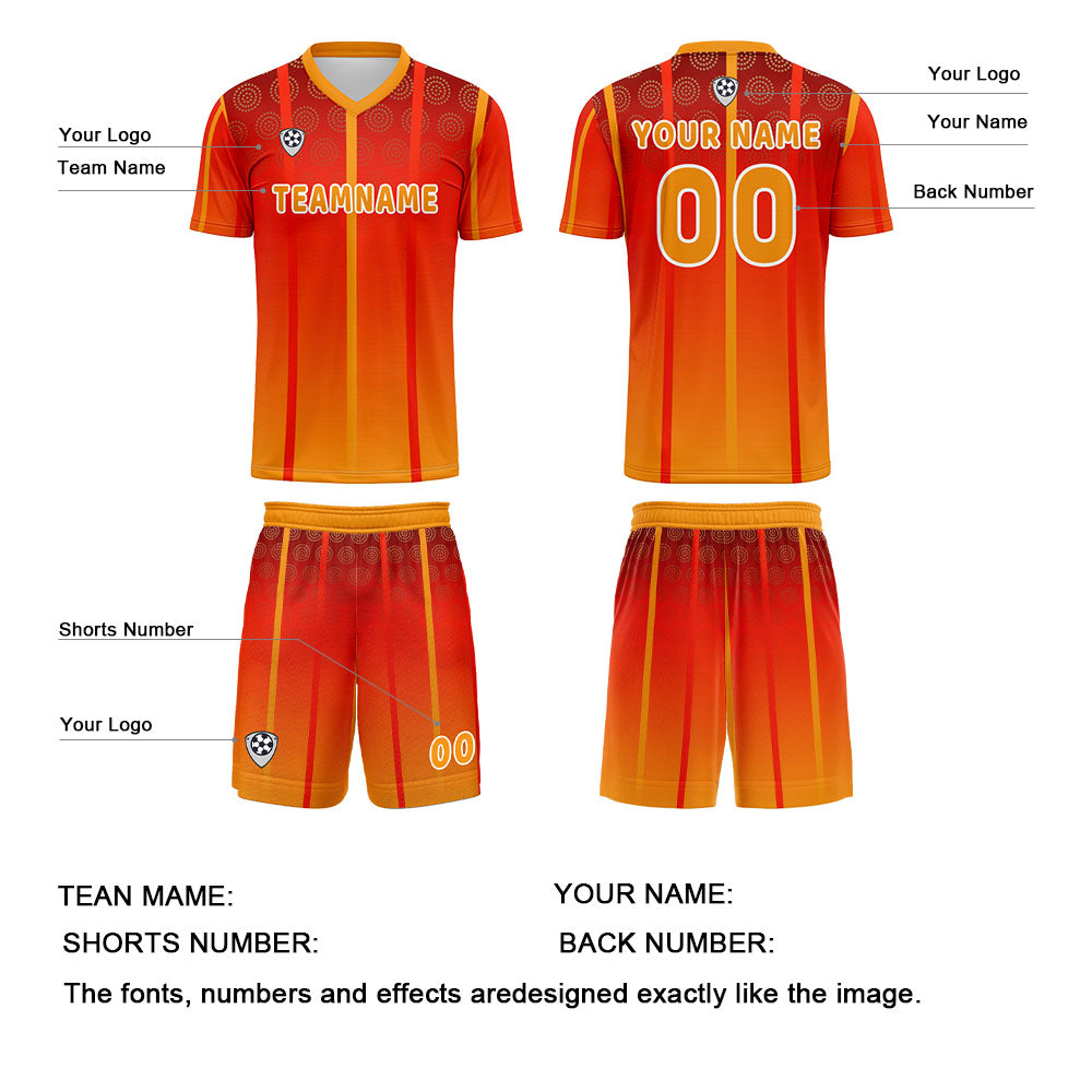 Benutzerdefinierte Orange Gelb Trikots für Männer Frauen Personalisierte Fußball Uniformen für Erwachsene und Kind
