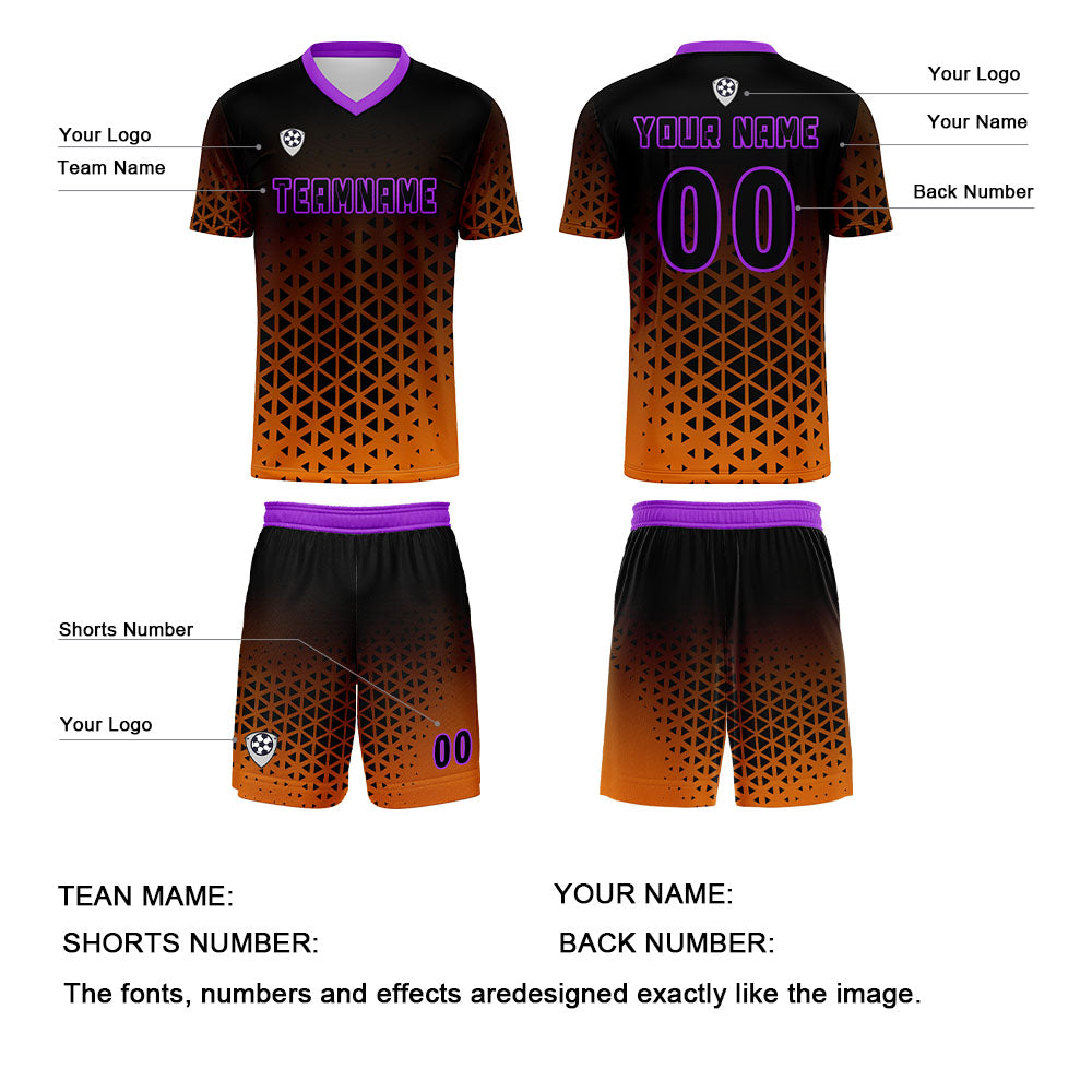 Benutzerdefinierte Orange Lila Trikots für Männer Frauen Personalisierte Fußball Uniformen für Erwachsene und Kind