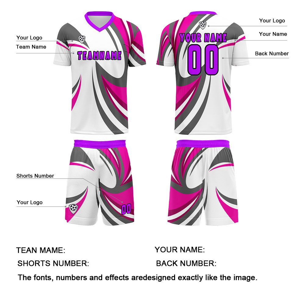 Benutzerdefinierte Weiß Rosa Trikots für Männer Frauen Personalisierte Fußball Uniformen für Erwachsene und Kind