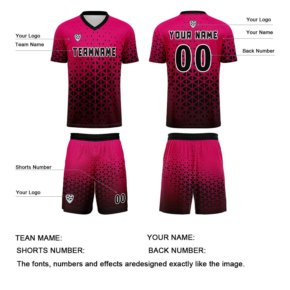 Benutzerdefinierte Rosa Schwarz Trikots für Männer Frauen Personalisierte Fußball Uniformen für Erwachsene und Kind