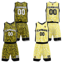Benutzerdefinierte Gelb Reversible Basketball Jersey Personalisierte Name Nummernlogo drucken