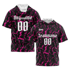 Benutzerdefinierte Schwarz Rosa Kurzarm-Kapuzenpullover für Männer Frauen Hemden mit Kapuzen gedruckt Name Logo