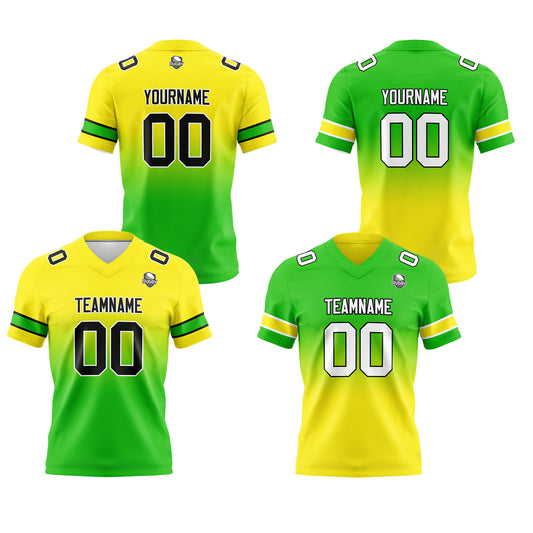 Benutzerdefinierte Gelb Grün Reversibel Genäht Fußball Trikot Personalisierte Gradient Fußball Shirts für Männer gedruckt Team Name Nummer Logo