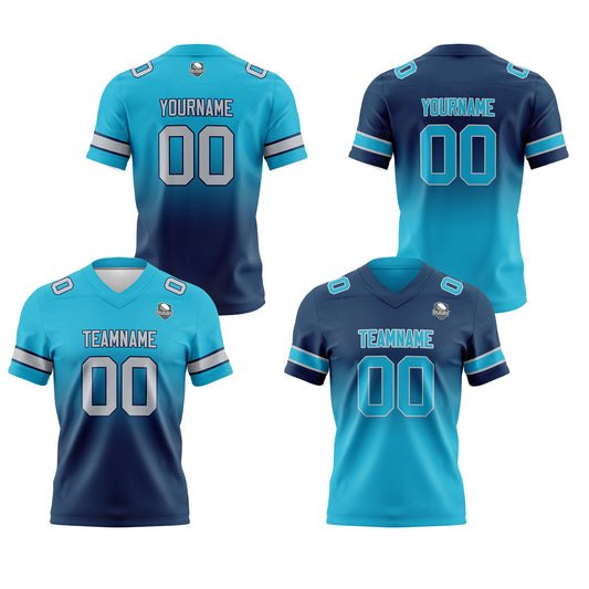 Benutzerdefinierte Aqua Dunkelblau Reversibel Genäht Fußball Trikot Personalisierte Gradient Fußball Shirts für Männer gedruckt Team Name Nummer Logo
