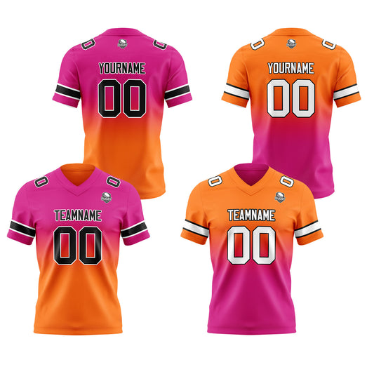 Benutzerdefinierte Rose Orange Reversibel Genäht Fußball Trikot Personalisierte Gradient Fußball Shirts für Männer gedruckt Team Name Nummer Logo