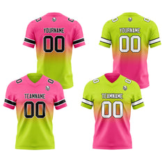Benutzerdefinierte Rosa Chartreuse Reversibel Genäht Fußball Trikot Personalisierte Gradient Fußball Shirts für Männer gedruckt Team Name Nummer Logo