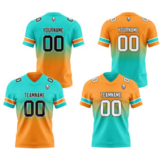 Benutzerdefinierte Teel Orange Reversibel Genäht Fußball Trikot Personalisierte Gradient Fußball Shirts für Männer gedruckt Team Name Nummer Logo