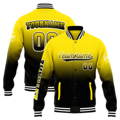 Benutzerdefinierte Verlauf Varsity-Jacke. Letterman-Jacke Gelb Schwarz