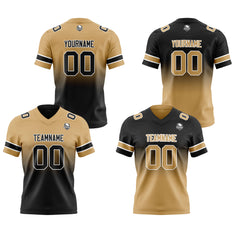Benutzerdefinierte Gold Schwarz Reversibel Genäht Fußball Trikot Personalisierte Gradient Fußball Shirts für Männer gedruckt Team Name Nummer Logo