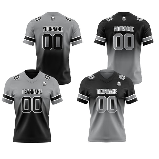 Benutzerdefinierte Grau Schwarz Reversibel Genäht Fußball Trikot Personalisierte Gradient Fußball Shirts für Männer gedruckt Team Name Nummer Logo