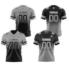 Benutzerdefinierte Grau Schwarz Reversibel Genäht Fußball Trikot Personalisierte Gradient Fußball Shirts für Männer gedruckt Team Name Nummer Logo