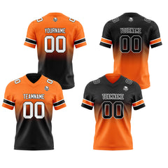 Benutzerdefinierte Orange Schwarz Reversibel Genäht Fußball Trikot Personalisierte Gradient Fußball Shirts für Männer gedruckt Team Name Nummer Logo
