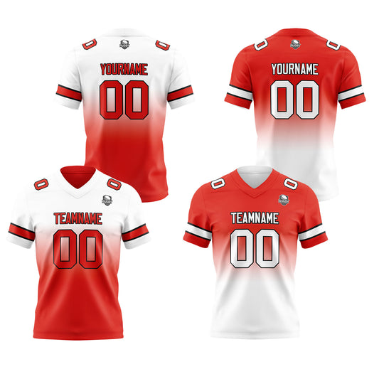 Benutzerdefinierte Weiß Rot Reversibel Genäht Fußball Trikot Personalisierte Gradient Fußball Shirts für Männer gedruckt Team Name Nummer Logo