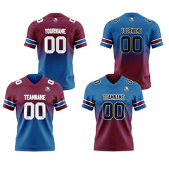 Benutzerdefinierte Burgund Blau Reversibel Genäht Fußball Trikot Personalisierte Gradient Fußball Shirts für Männer gedruckt Team Name Nummer Logo