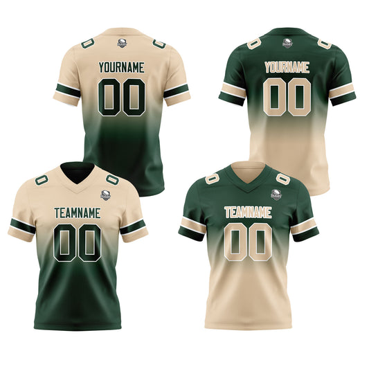 Benutzerdefinierte Khaki Dunkelgrün Reversibel Genäht Fußball Trikot Personalisierte Gradient Fußball Shirts für Männer gedruckt Team Name Nummer Logo