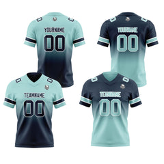 Benutzerdefinierte Licht Teal Marine Reversibel Genäht Fußball Trikot Personalisierte Gradient Fußball Shirts für Männer gedruckt Team Name Nummer Logo