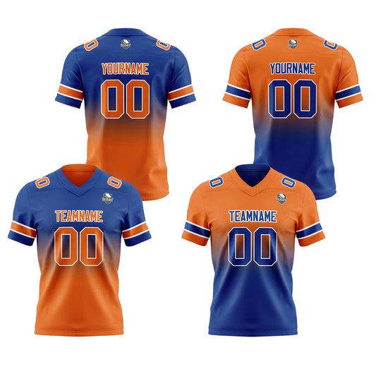 Benutzerdefinierte Royal Orange Reversibel Genäht Fußball Trikot Personalisierte Gradient Fußball Shirts für Männer gedruckt Team Name Nummer Logo