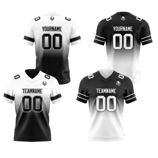Benutzerdefinierte Weiß Schwarz Reversibel Genäht Fußball Trikot Personalisierte Gradient Fußball Shirts für Männer gedruckt Team Name Nummer Logo