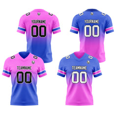 Benutzerdefinierte Rosa Blau Reversibel Genäht Fußball Trikot Personalisierte Gradient Fußball Shirts für Männer gedruckt Team Name Nummer Logo